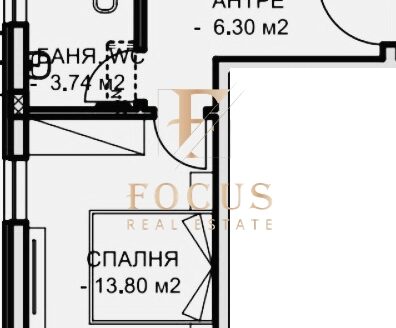 скица на двустаен апартамент с Акт 14 в Остромила